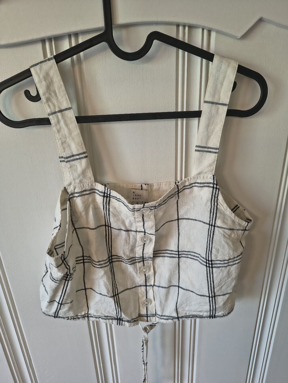 A New Day Plaid Button-Down Crop Top
